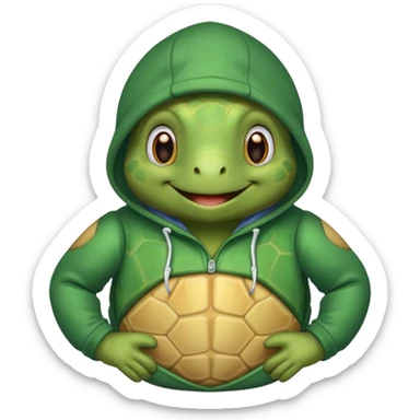 Turtle wearing hoodie  sticker