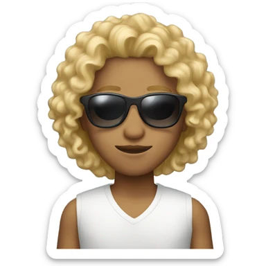 Person with sunglasses and blonde curly hair  sticker