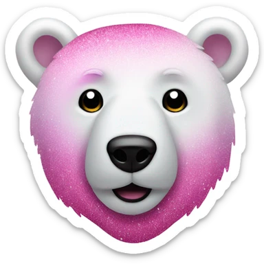 Pink ombre polar bear with glitter and no white sticker
