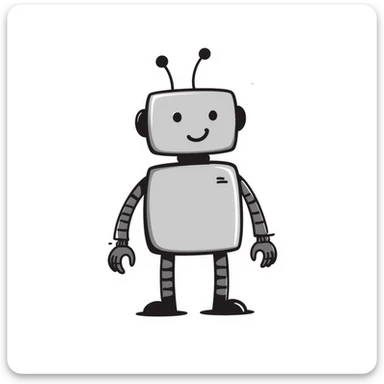 hand-drawn AI robot sticker