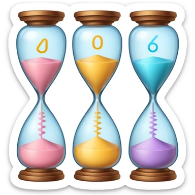 minimal emoji of glowing skin progress over time, hourglass or timeline symbol, pastel tones, represents visible results after consistent treatments sticker