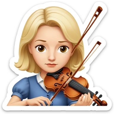 Middle-aged blonde woman playing violin, focused expression sticker