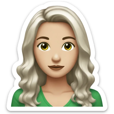 Brunette white girl with green eyes and medium length hair sticker