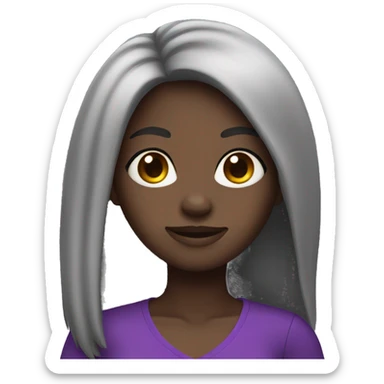 black girl with open long hairs and  purple outfit sticker