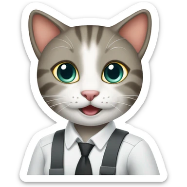  female cat getting a promotion at work sticker