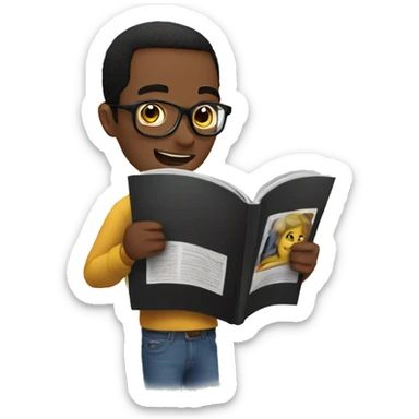 READING A MAGAZINE sticker