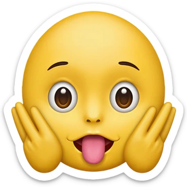 Make a emoji head js with his toung out and his hands next to his cheeks and his eyes up sticker