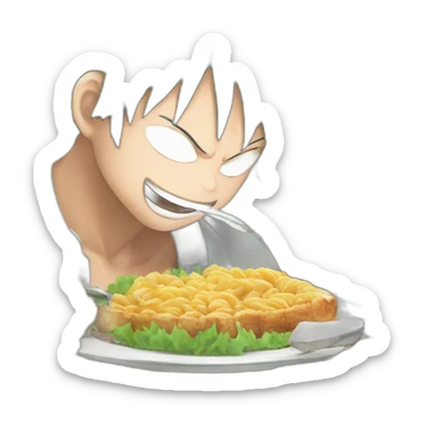 Cat eating luffy and izuku midoriya sticker