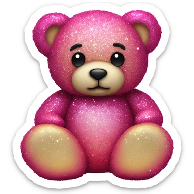 Pink ombre teddy bear made of roses with glitter sticker