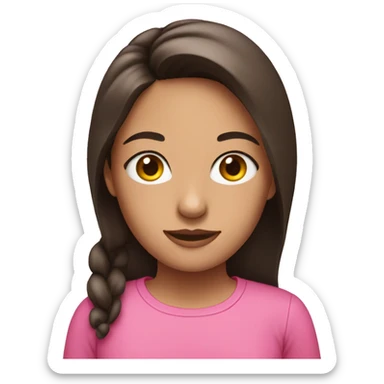 Brunette girl with a pink shirt sticker