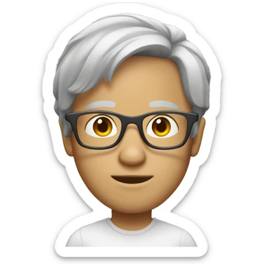 Mid length Grey blond hair with glasses on top of head sticker