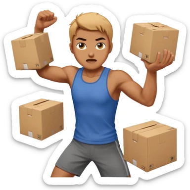 person throwing boxes aggressively sticker