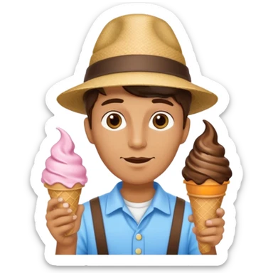hat wearing ice cream vendor sticker