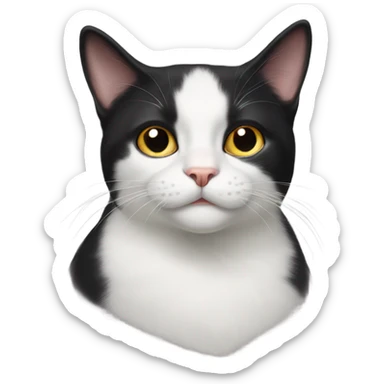 Tuxedo cat with two dots on upper lip sticker