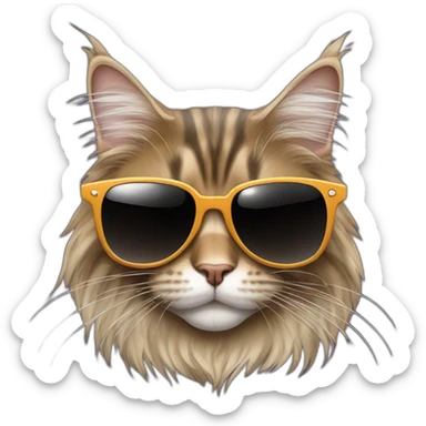 maine coon with sunglasses sticker