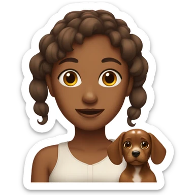 brown girl with puppy ears on head  sticker