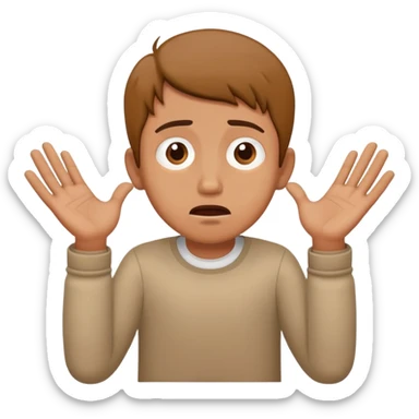 anxious man with hands outstretched in begging position with worried fearful expression sticker