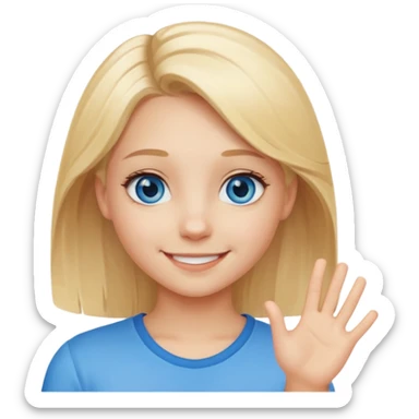 cute blond hair blue eye girl say OK in quote sticker