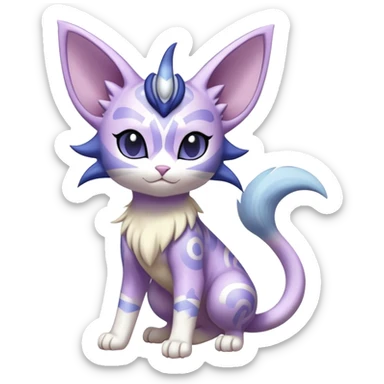 Shiny Exotic Cute Meowth-Espeon-Purrloin-Mew-Meowstic-Hybrid-Creature with pattern-markings sticker