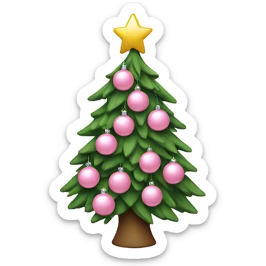Christmas tree with baby pink ornaments  sticker