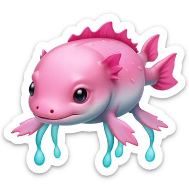 Cute Axolotle pink and aqua sticker