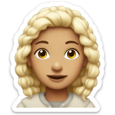 a cosy looking girl sticker