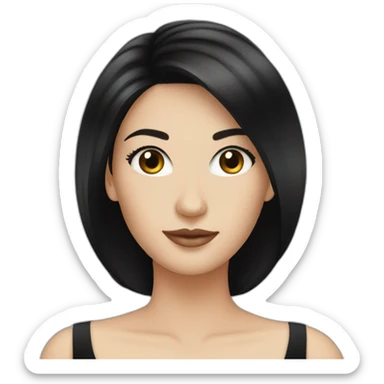 beautiful white woman black hair black cocktail dress sticker