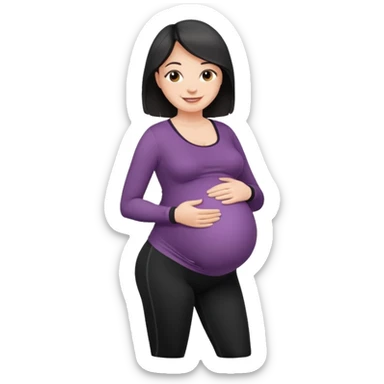 femme belly stuffing enceinte legging noir  sticker