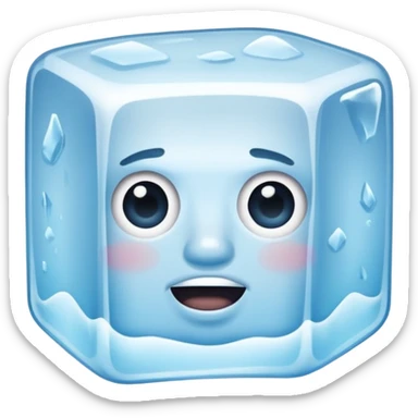 Ice cube with a flat mouth sticker
