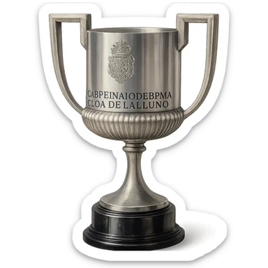 Фотореалистичный и изометричный кубок List of Copa, объемный чуть слегка рисованный стиль, прозрачный фон sticker