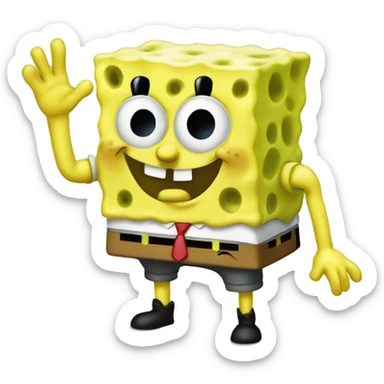Cute spongebob wawing his hand sticker