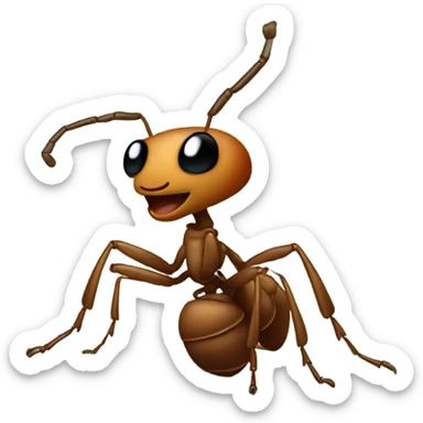 an ant holds a branch in its paws sticker