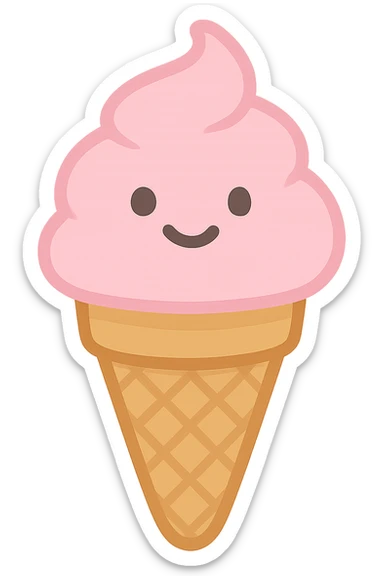 pink ice cream cone emoji, cute and sweet sticker