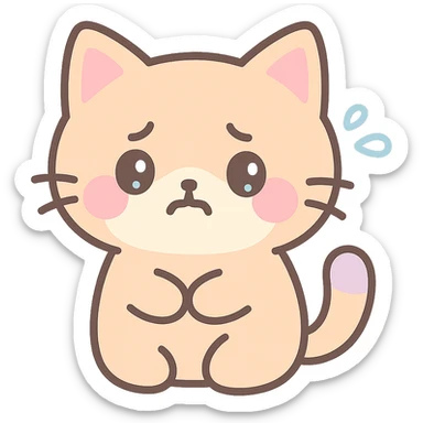nervous cat in kawaii style sticker