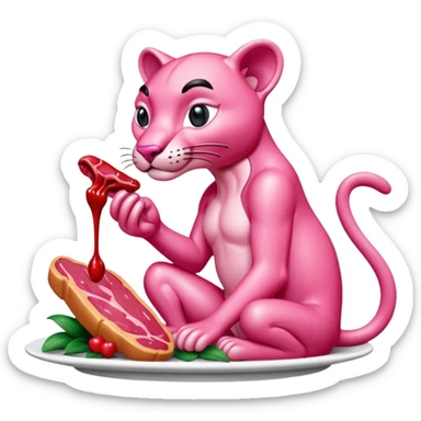 jeff koons style pink panther eating meat sculpture  sticker