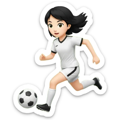 girl tha plays soccer black hair white sticker