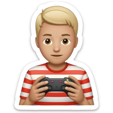 striped shirt indoor portrait gaming sticker