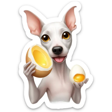 American Hairless Terrier eating Boiled egg sticker