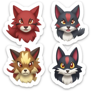 Litten-Zorua-Zoroark-Nargacuga-Lycanroc-Torracat sticker