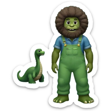 Bigfoot merged with Mario merged with Bob Ross merged with The Loch Ness monster sticker