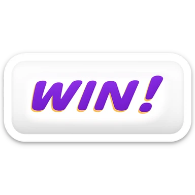 Create an emoji of a white win bar with the purple and gold 'WIN!' text. Remove the gold background so the bar is isolated with a transparent background. Keep the bar's shape and text style. The style should resemble a clean, crisp emoji style with clear text and colors. sticker