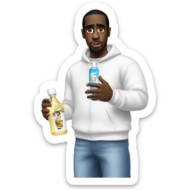 P. Diddy holding two bottles of baby oil sticker
