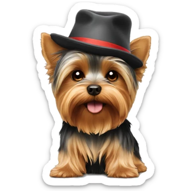 Yorkie wearing hat sticker
