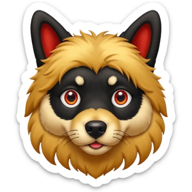 big red eyed black golden dog sticker