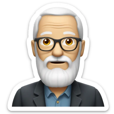 White old man with long white beard and glasses sticker