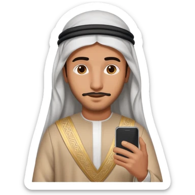 arab man with smartphone, half body sticker