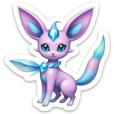 Shiny Cool Sparkly Cute Ethereal Espeon-Glaceon-Sylveon-Vaporeon-Fakemon-hybrid-fusion- full body sticker