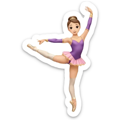 Una chica con vestuario de bailarina con las piernas flexionadas, el dedo índice en la boca, el tren superior inclinado hacia la izquierda y con la cadera proyectada hacia la izquierda sticker