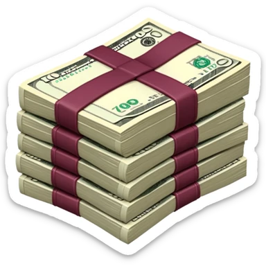 You have to make it look like the money is folded in half and there's a lot of it, these are $100 bills and they don't have a bow but a burgundy rubber band for the money. sticker
