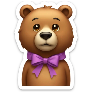 bear with a bow around his neck sticker